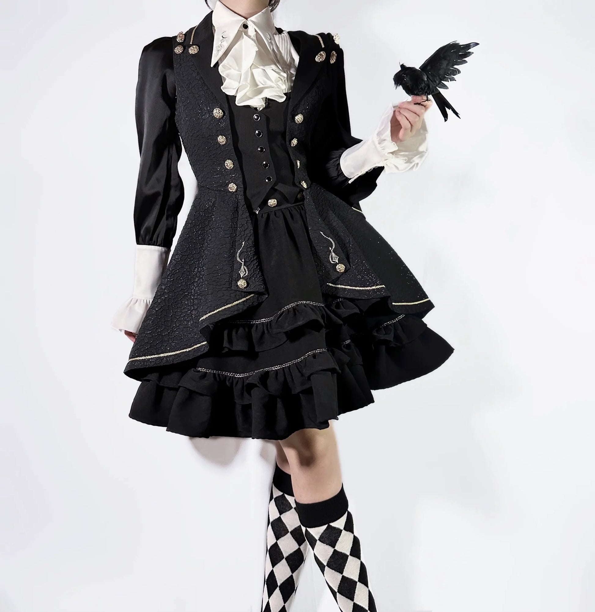 SilentMars - Law of the Fallen Moon - Retro Lolita Vest Coat Suit Knight Style Skirt