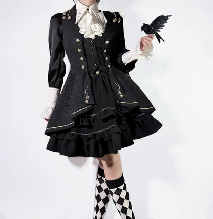SilentMars - Law of the Fallen Moon - Retro Lolita Vest Coat Suit Knight Style Skirt