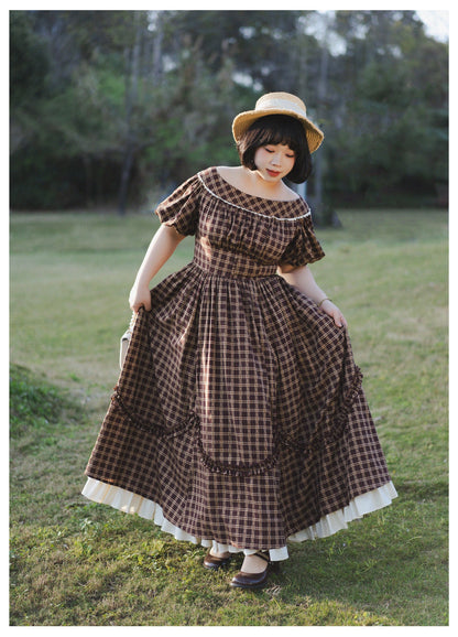 Forest Wardrobe - Forest Picnic - Classic Lolita OP Dress with Off-Shoulder and Lifting Hem
