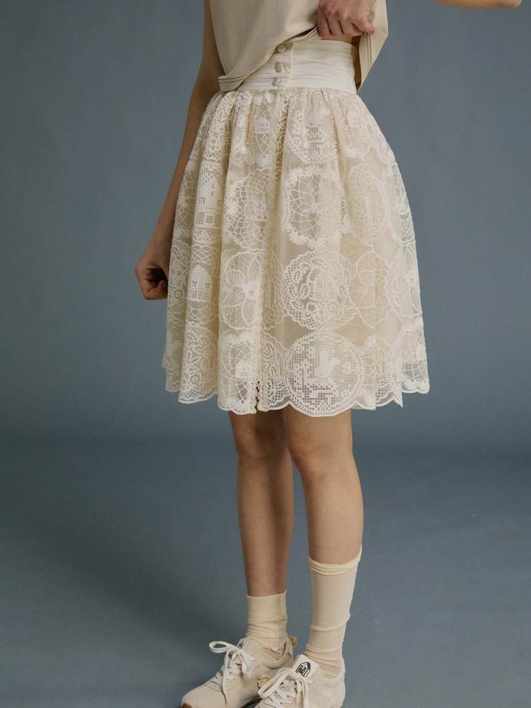 Lace embroidery skirt【s0000008742】