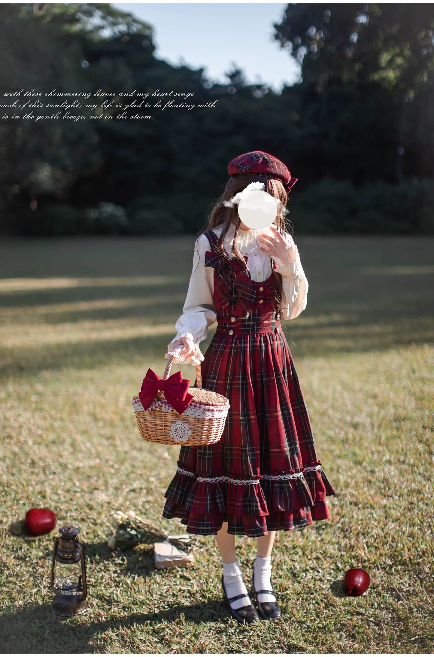 HuTaoMuJK - Little Red Riding Hood - Vintage Lolita Cape & JSK Dress Set