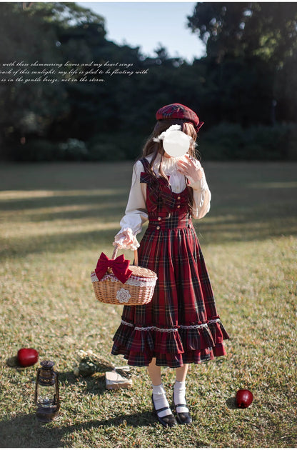 HuTaoMuJK - Little Red Riding Hood - Vintage Lolita Cape & JSK Dress Set
