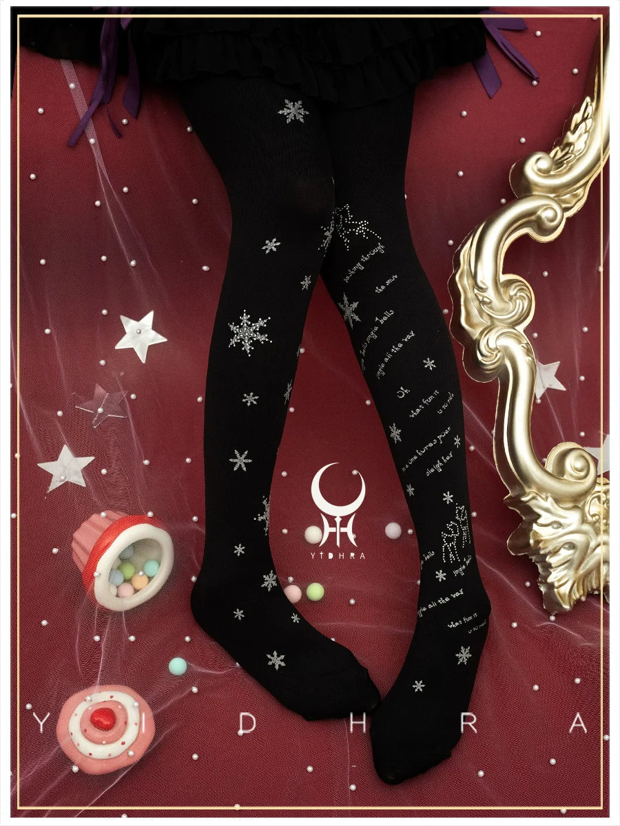 Yidhra - Snow Deer Search - Winter Lolita Pantyhose Kawaii Christmas Pantyhose