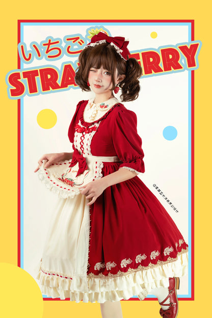 Strawberry Witch - Tochigi Girl - Sweet Lolita Strawberry Embroidered Dress