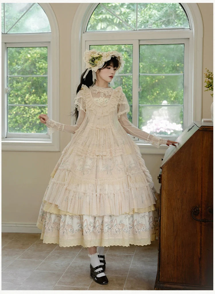 With PUJI - Letters and Poetry - Classic Lolita Tulle Over-Skirt for Summer