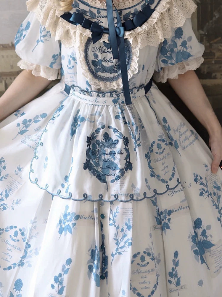 NanShengGe - Mulberry Poem - Country Lolita Printed Dress with Cardigan Set