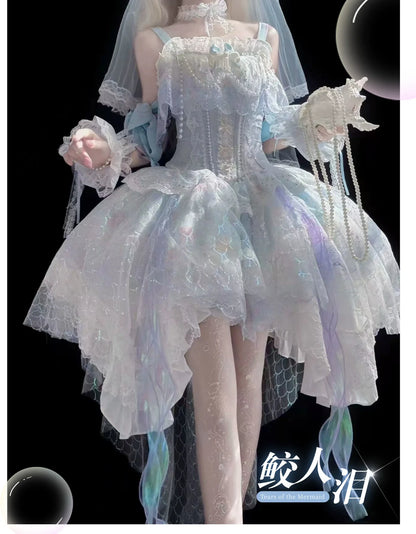Qianmu - MermaidTears - Wedding Lolita JSK Dress, Ocean Theme