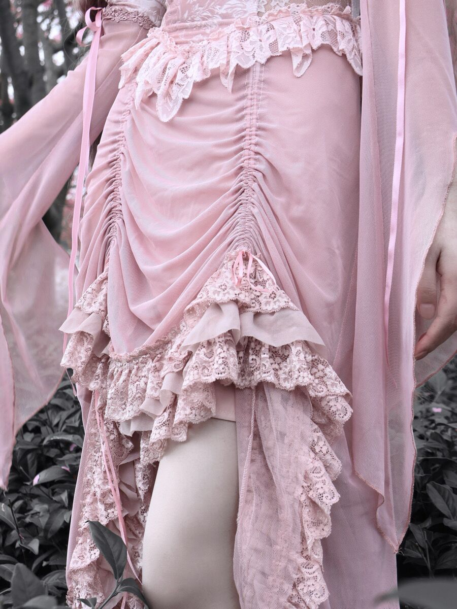 Blood Supply - Sakura Nightmare - Pink Gothic Velvet Drawstring Dress