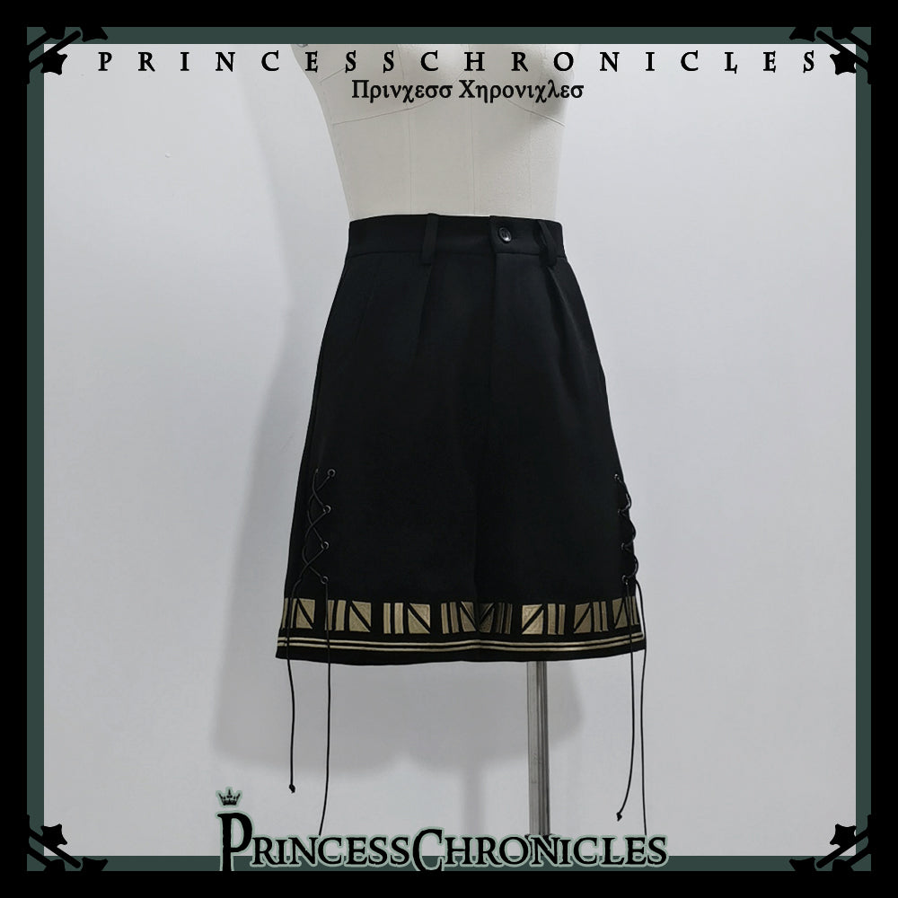 Princess Chronicles - Black Cat - Ouji Lolita Shorts with Embroidered Straight Leg