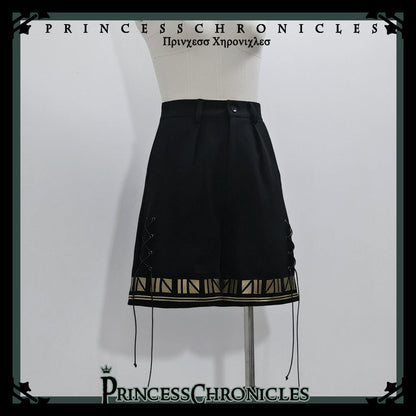 Princess Chronicles - Black Cat - Ouji Lolita Shorts with Embroidered Straight Leg