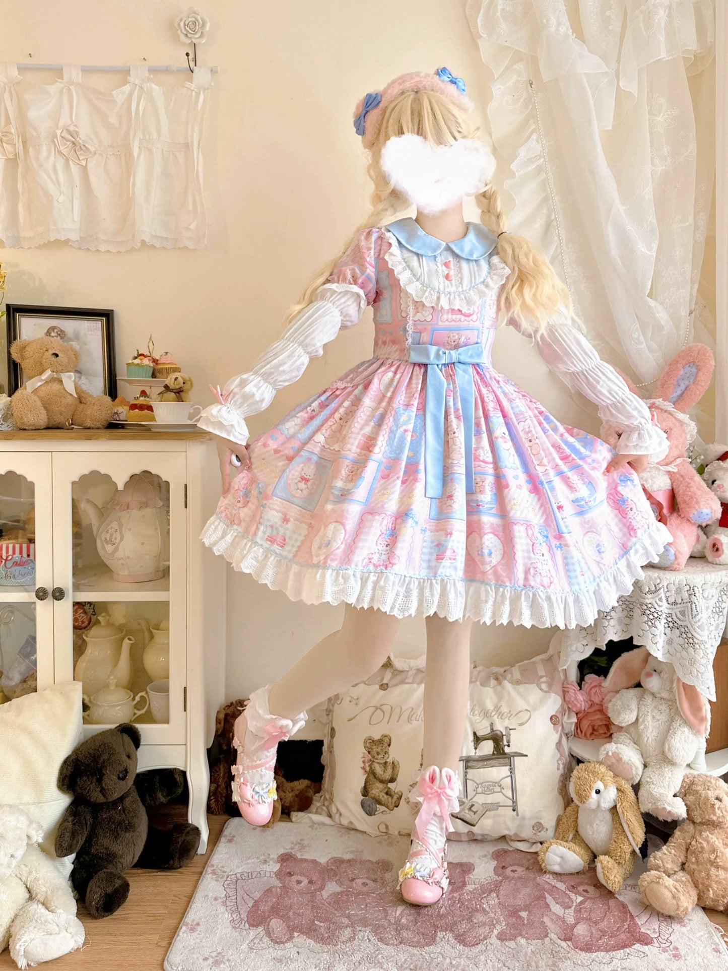 Hanguliang - Sweet Bunny Bear - Sweet Lolita Dress Long Sleeve Winter Lolita OP