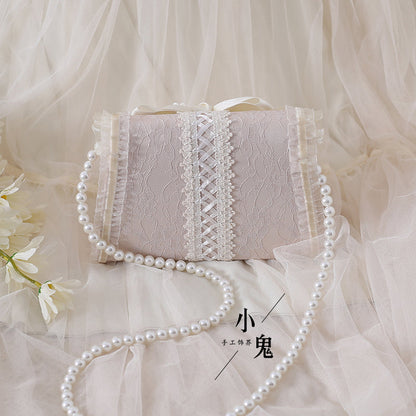 Xiaogui - Elegant Lolita Bag Daisy Pearl Chain Lace Handbag