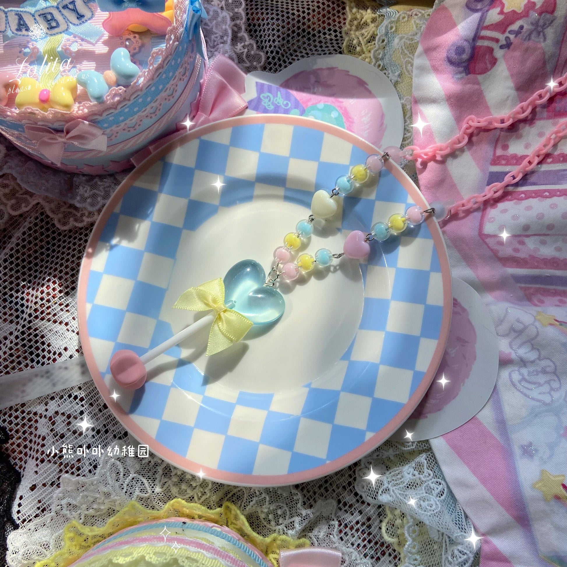 Bear Doll - Sweet Lolita  Bow Heart-Shaped Sweater Chain