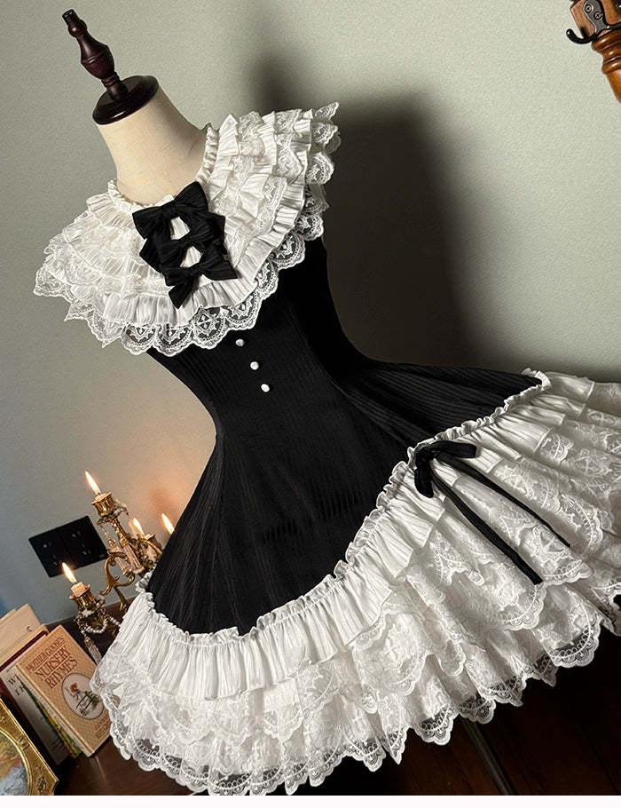 Alice Girl - Arrogant Miss - Sweet Lolita Jumper Dress with Tiered Lace Dress