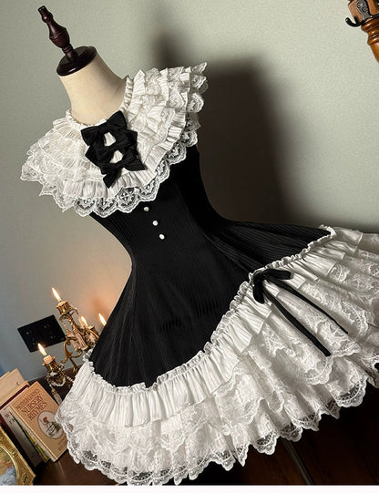 Alice Girl - Arrogant Miss - Sweet Lolita Jumper Dress with Tiered Lace Dress