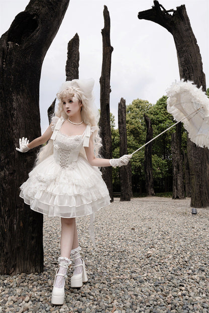 Your princess - Sweet Lolita White Princess Flounce Hemline OP