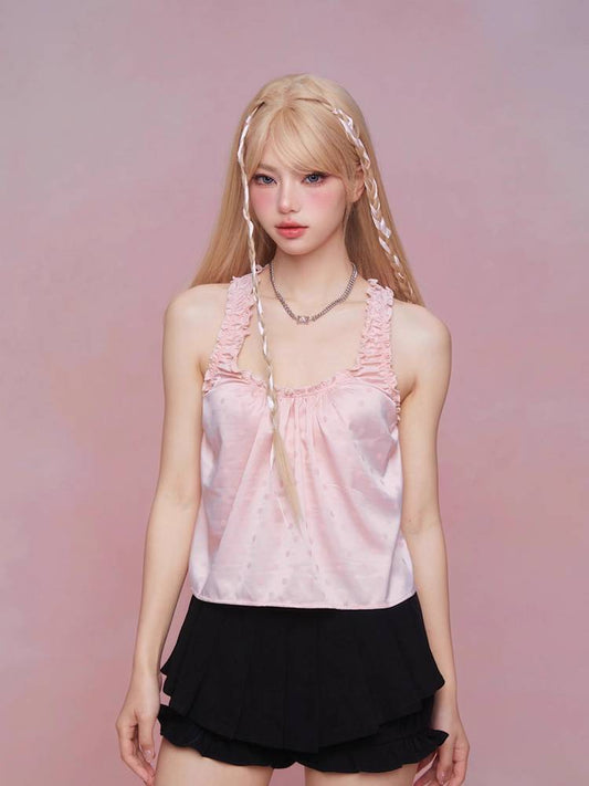 Polka dot strap top【s0000008934】