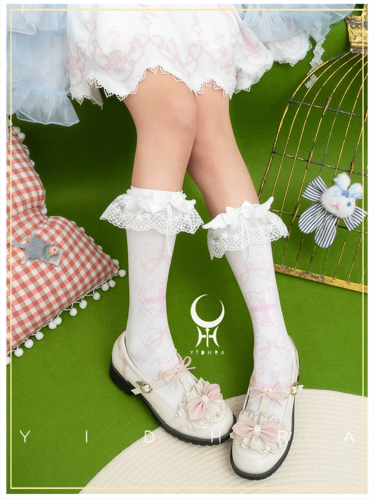 Yidhra - Printed Sweet Lolita Calf Socks, Detachable Calf Band