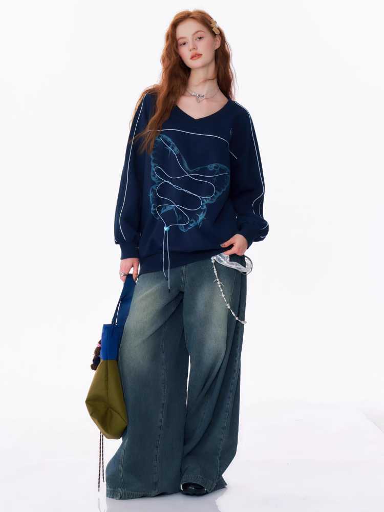 High waist slim wide leg jeans【s0000010175】