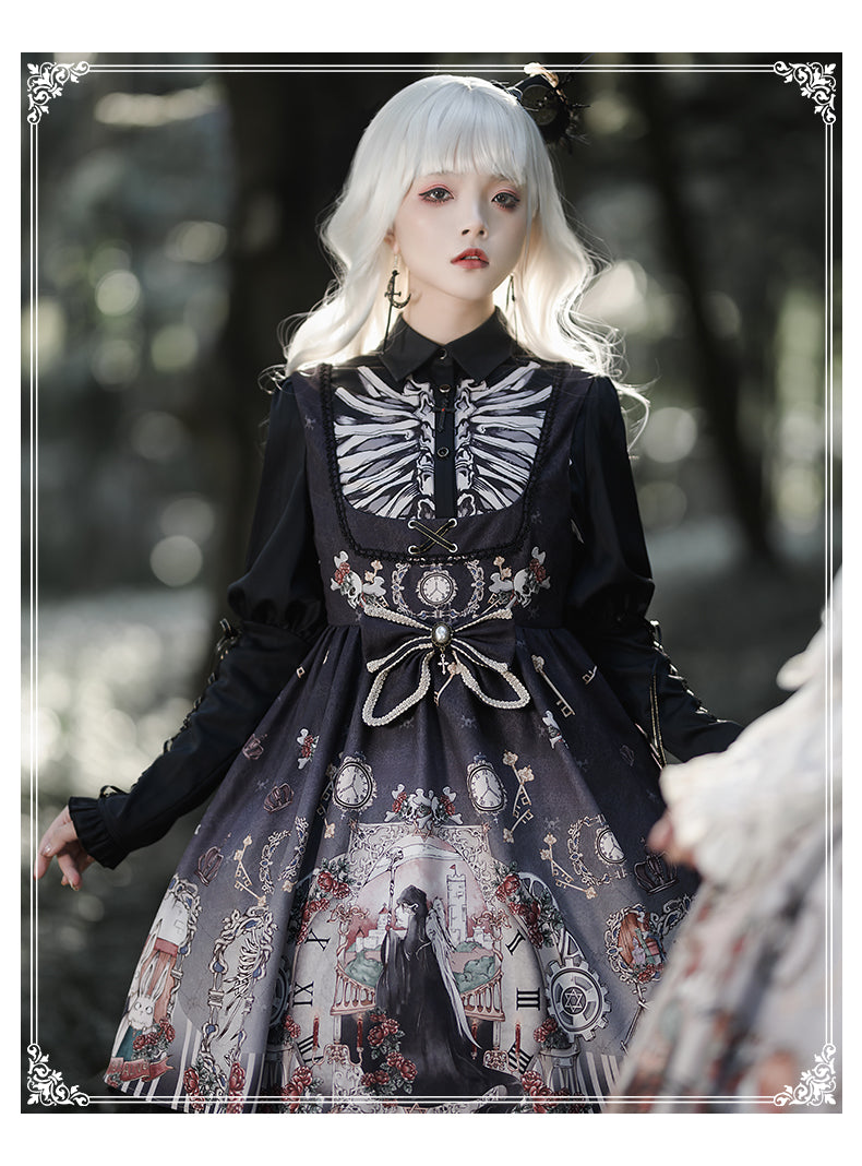YingLuoFu - Black Fairytale - Gothic Twins Lolita JSK