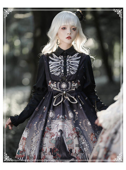 YingLuoFu - Black Fairytale - Gothic Twins Lolita JSK