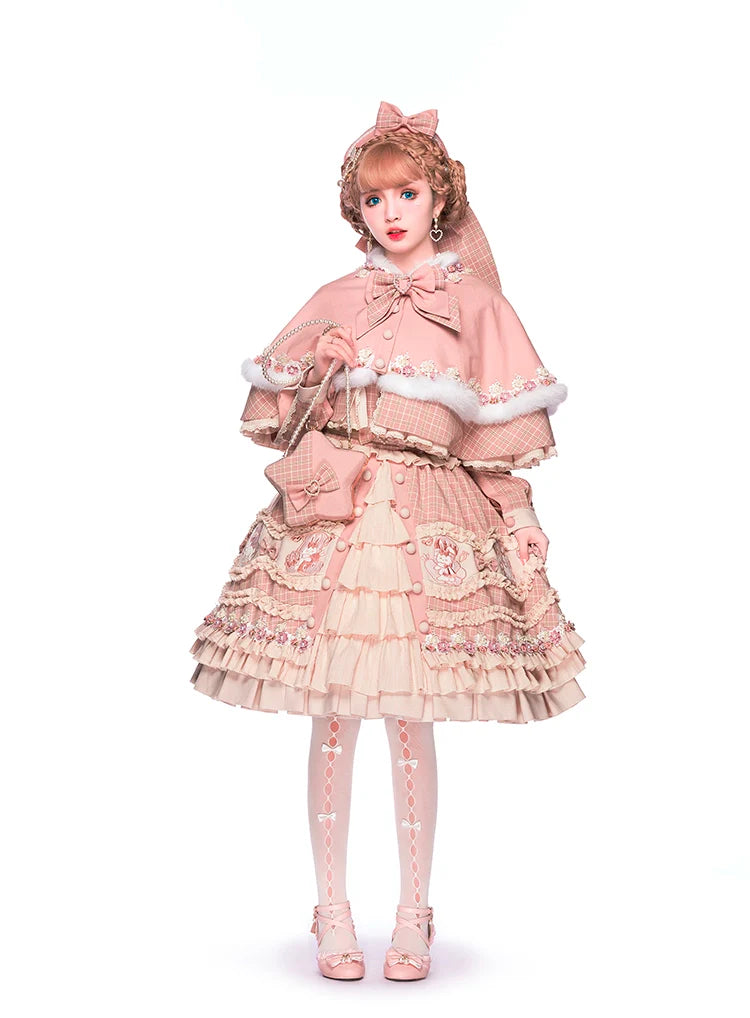 Youpairui - Helford - Sweet Coordinated Lolita Suit Pink Plaid Lolita SK Set