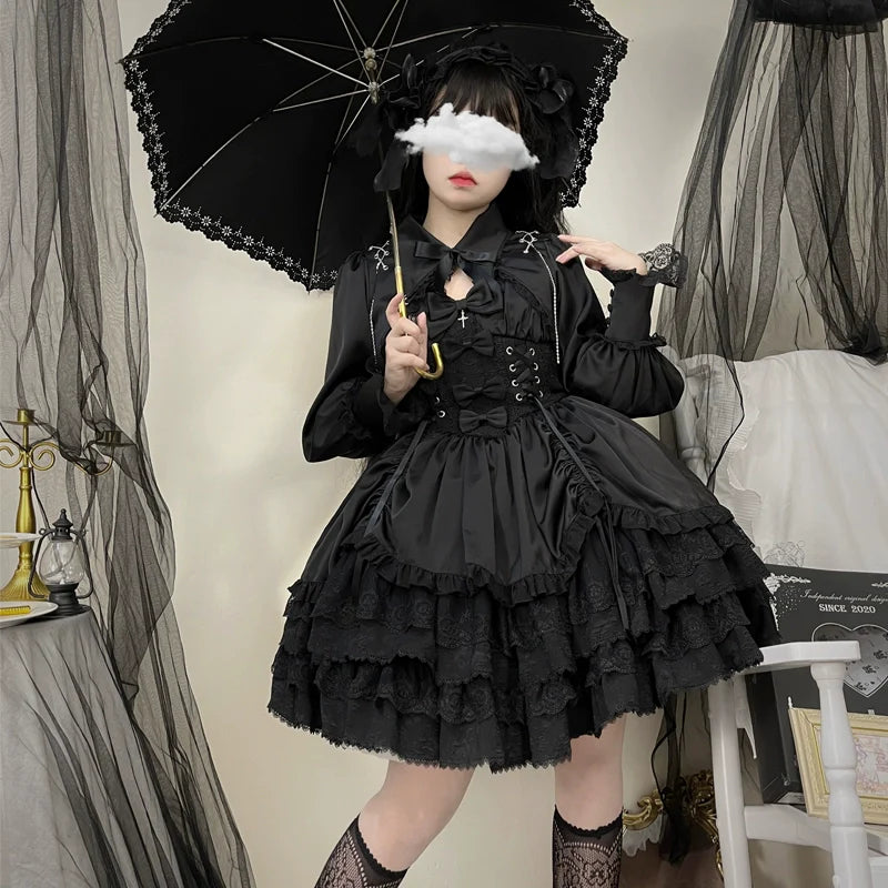 Hanguliang - Cross Medal - Dark Gothic Lolita JSK and Bolero