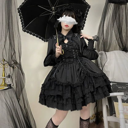 Hanguliang - Cross Medal - Dark Gothic Lolita JSK and Bolero