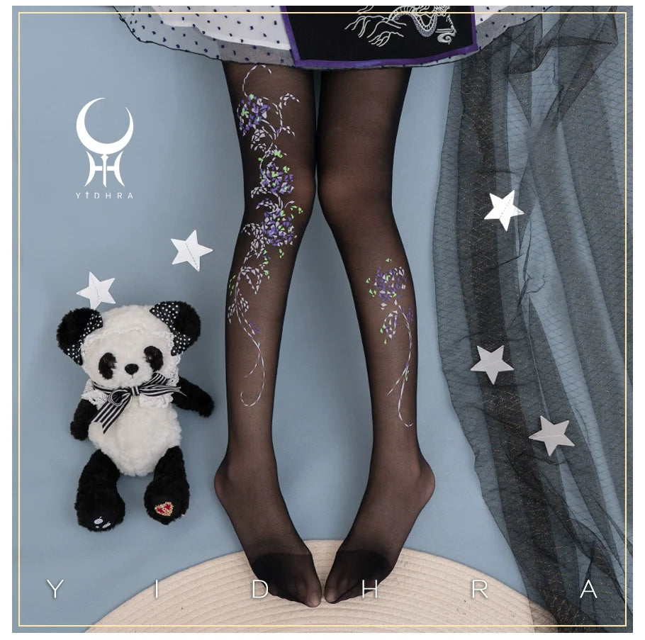 Yidhra - Resplendent flower Qiki - Elegant Lolita Pantyhose Velvet Pantyhoses Summer