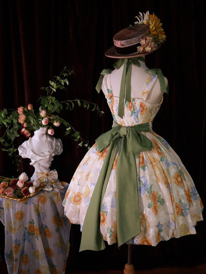 Akiyama Future Studio - Sunflower Print Lolita JSK Dress in Breathable Light Fabric