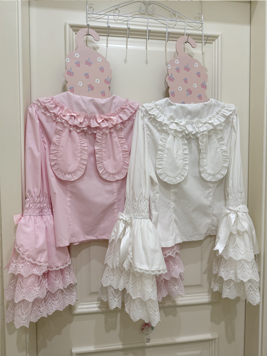 Hanguliang - Cross Heart Knot - Sweet Lolita JSK Suit Tiered Ruffles Dress with Lace Blouse