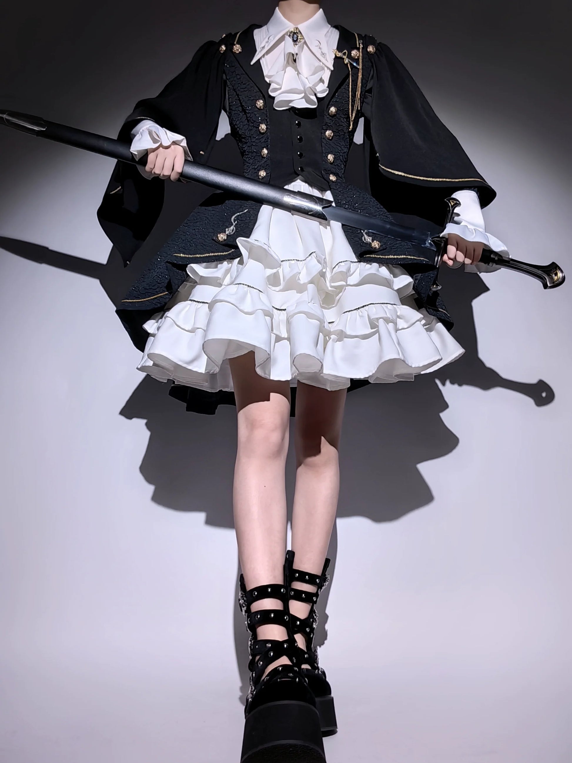 SilentMars - Law of the Fallen Moon - Retro Lolita Vest Coat Suit Knight Style Skirt