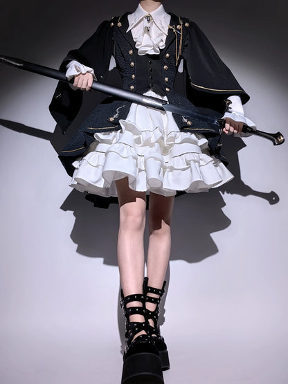 SilentMars - Law of the Fallen Moon - Retro Lolita Vest Coat Suit Knight Style Skirt