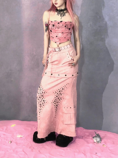 Detachable denim a-line skirt 【s0000002815】