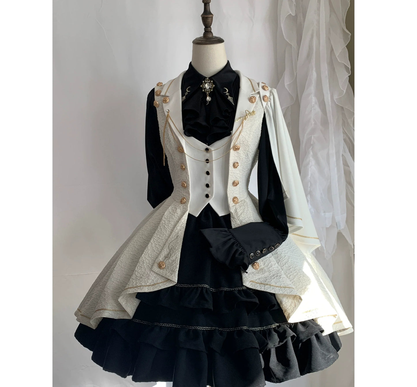 SilentMars - Fallen Moon Rule - Military Lolita Shirt Set Retro Knight Style Blouse