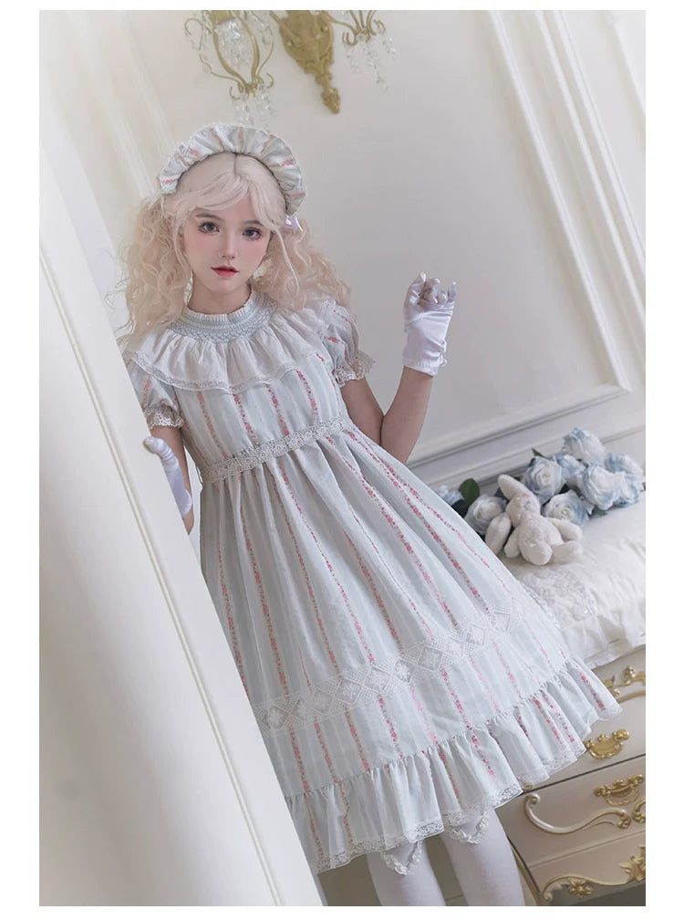With PUJI - Annie's Dreamland - Cotton Lolita OP Dress Doll Collar Summer Dress