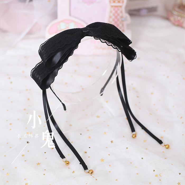 Xiaogui - Kawaii Lolita Bell KC Lace Bow Hair Accessory