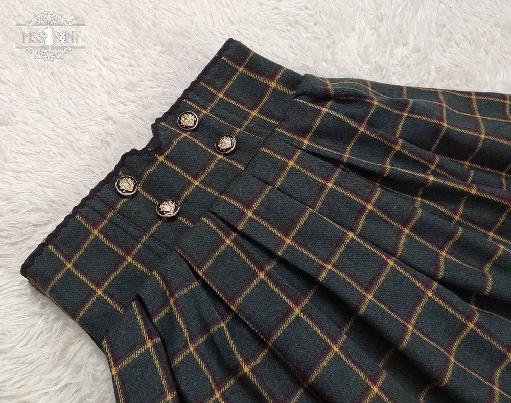 Miss Point - Rose - Elegant Lolita Fishbone Grid Skirt Customized