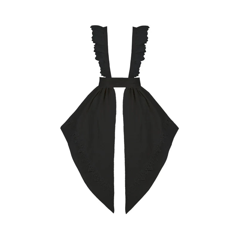 With PUJI - Nocturne SP - Striped Gothic Lolita OP Twin Lolita Dress with Apron