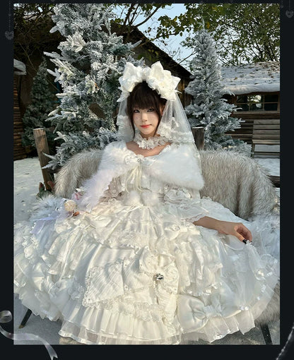 Mengfuzi - Gem Princess - Wedding Sweet Lolita JSK Dress Suit, Side Zipper
