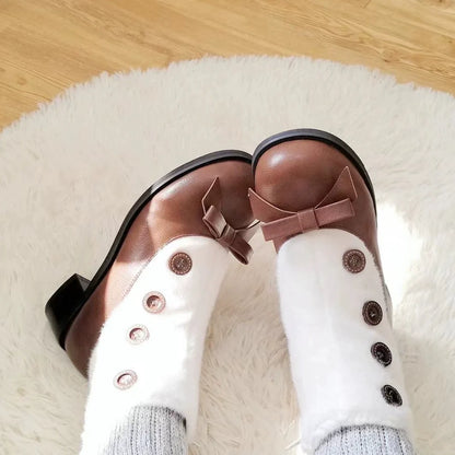 Dolly Doll - Winter Lolita Boots Fur Mary Jane Lolita Low Heel Shoes