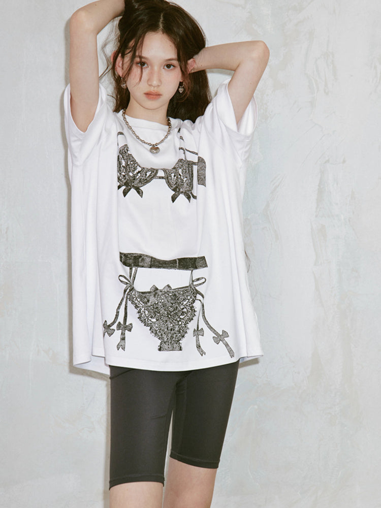 Printed round neck loose T-shirt【s0000007605】