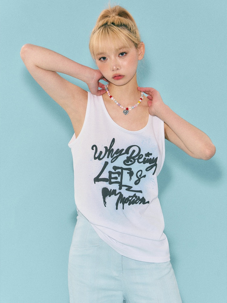 English Logo Print Tank Top【s0000002213】