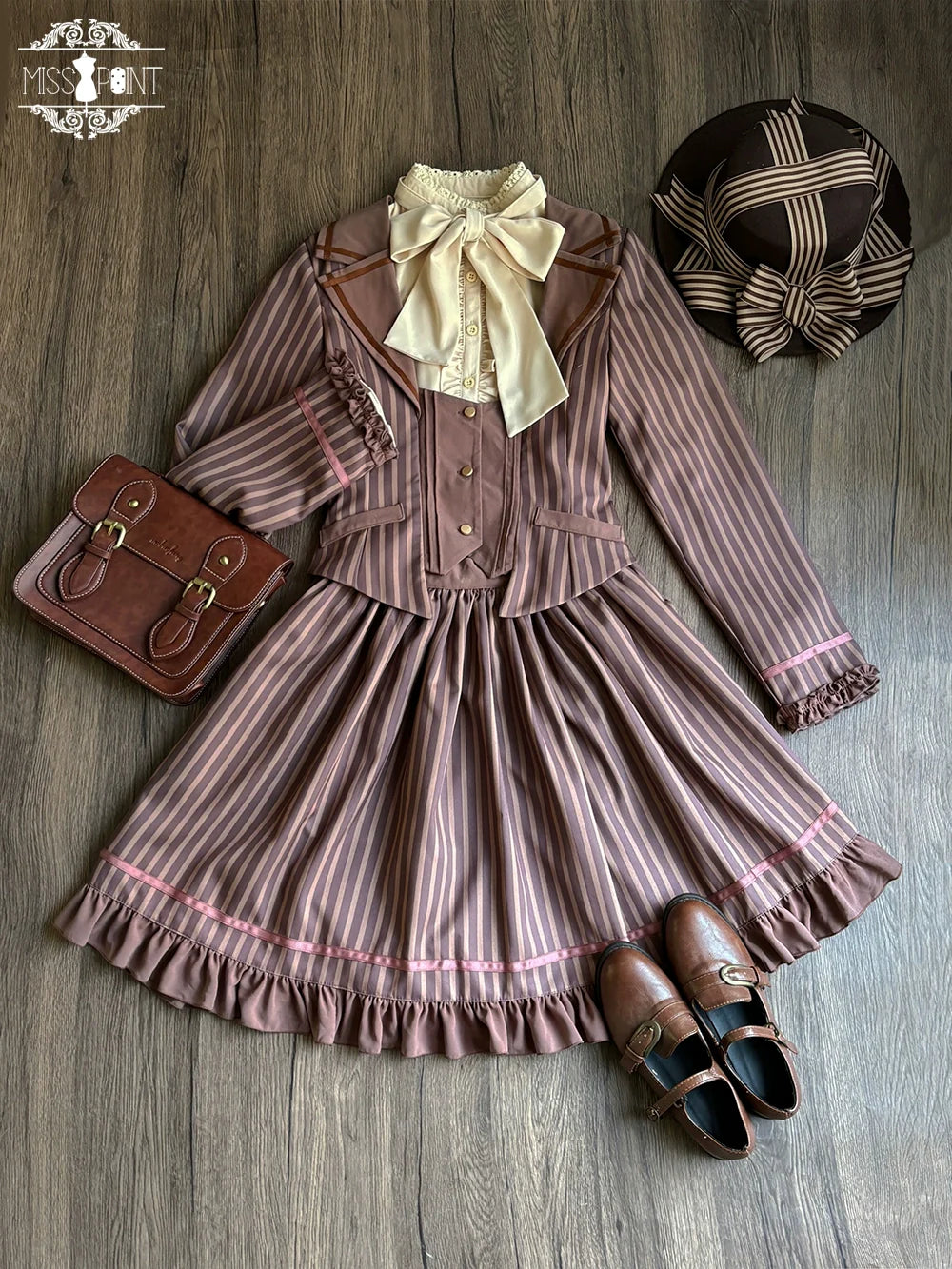 Miss Point - Classical Chocolate - Classic Lolita Skirt Elegant Striped SK