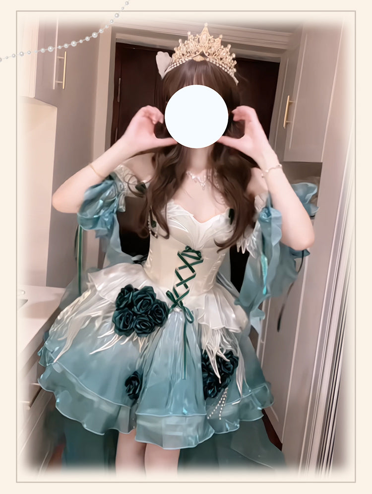 Meowing and fruity - Swan Fantasy - Fairy Lolita Short JSK Ballet-Style Jumper Dress