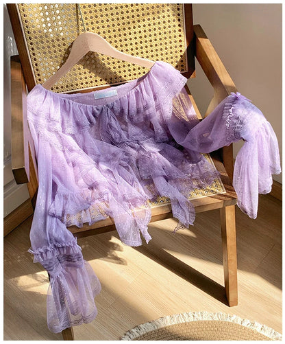 With PUJI - Letters and Poetry - Summer Classic Lolita Tulle Lace Bolero with Multi-Color