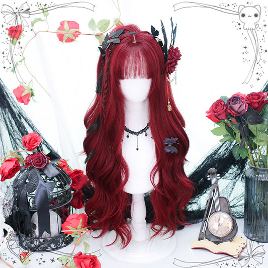 Dalao Home - Burning - Wine-red Long Curly Lolita Wig