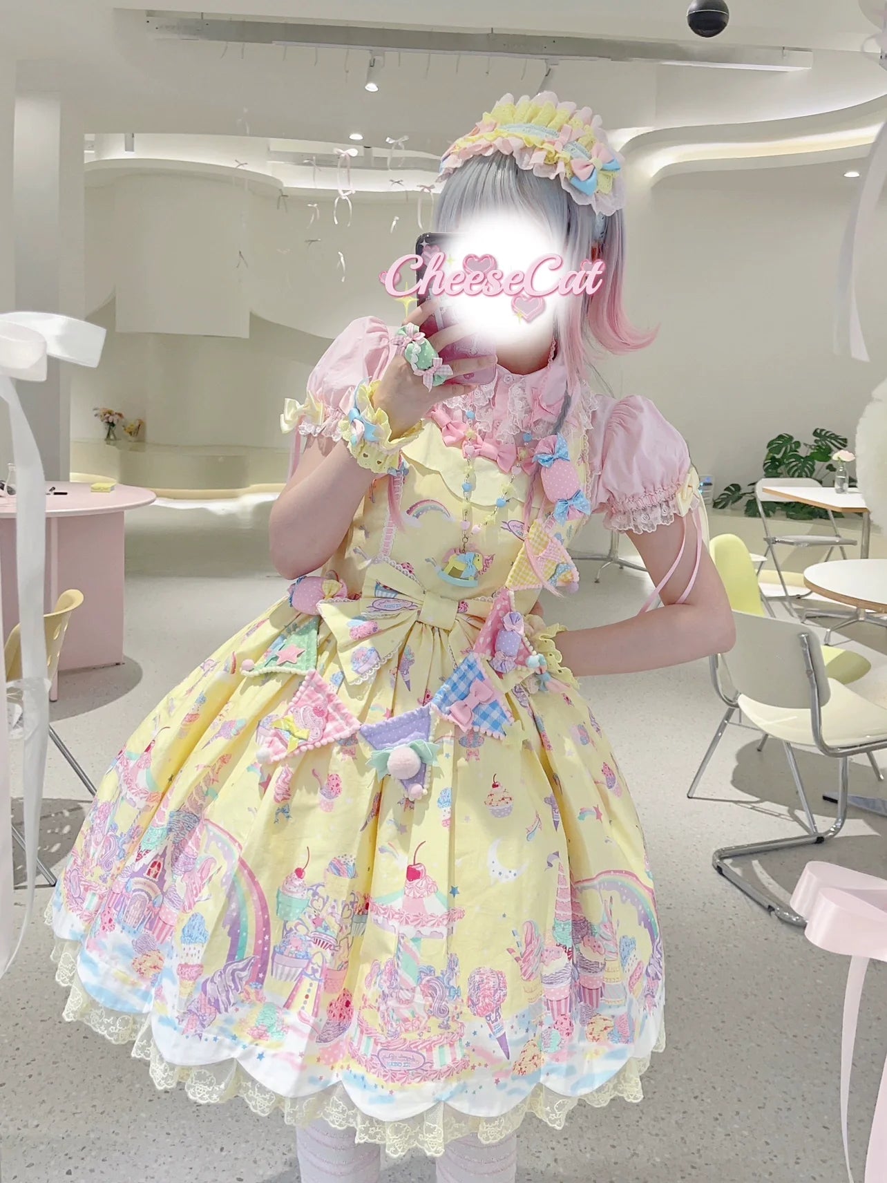 CheeseCat - Creamy Celestial - Sweet Lolita Cuffs Handmade Lace Cuffs