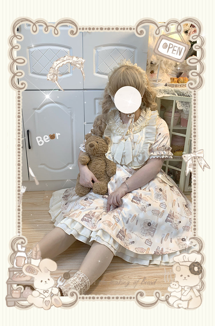 Naomistudio - Cartoon Dogs - Sweet Lolita OP Bows Dress Plus OP