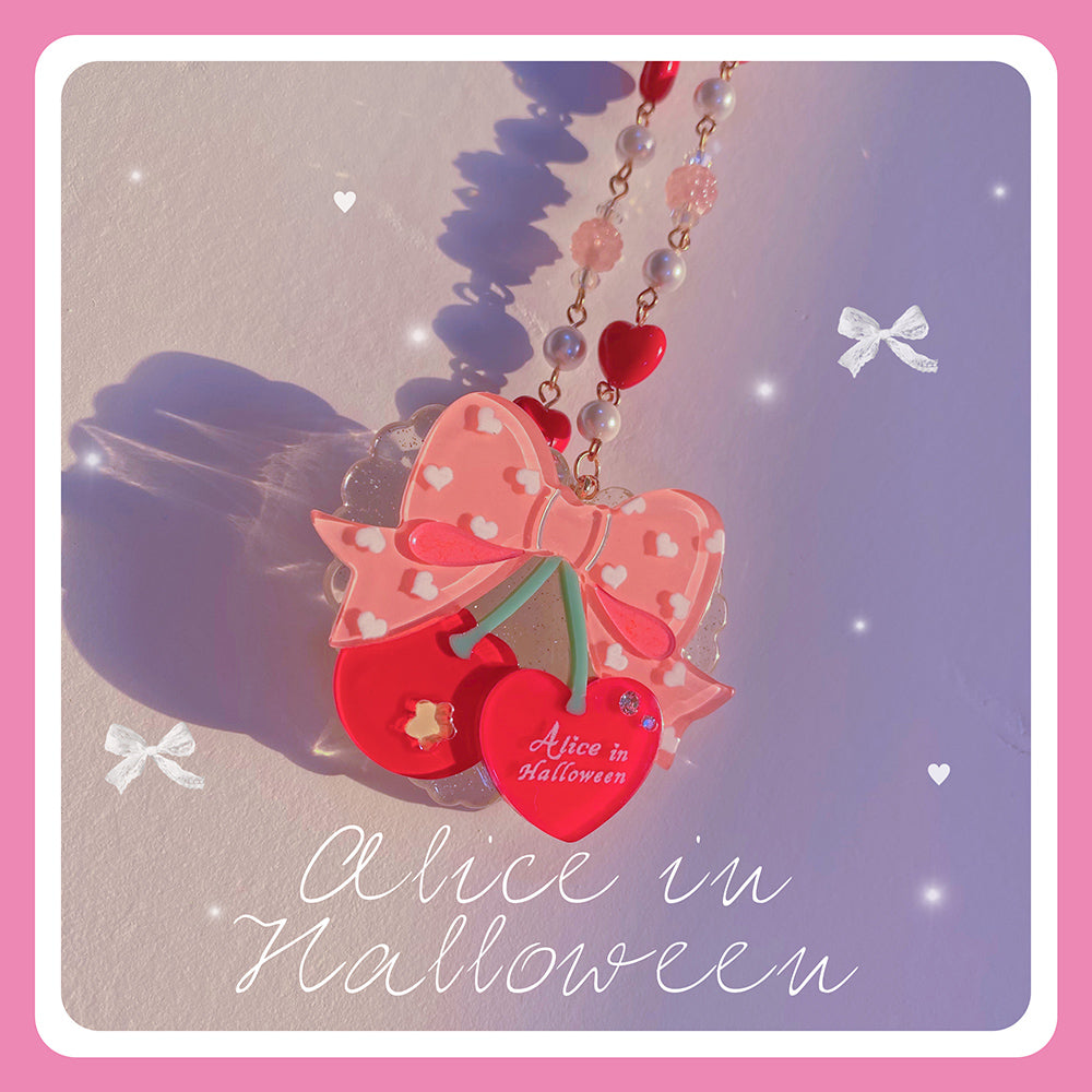 Halloween Alice - Sweet Cherry Lolita Plastic Necklace Ring